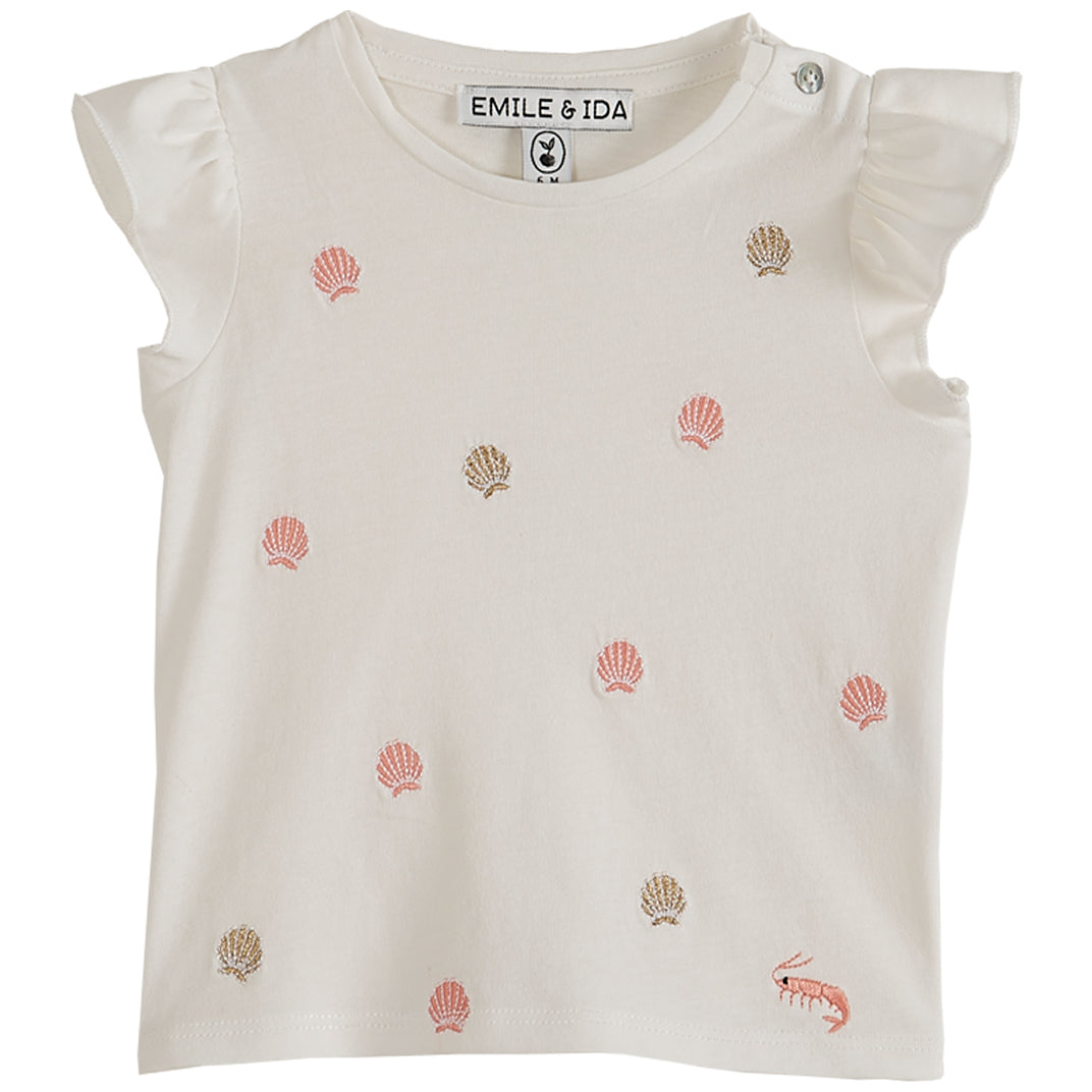 Tee-shirt coton blanc coquillages