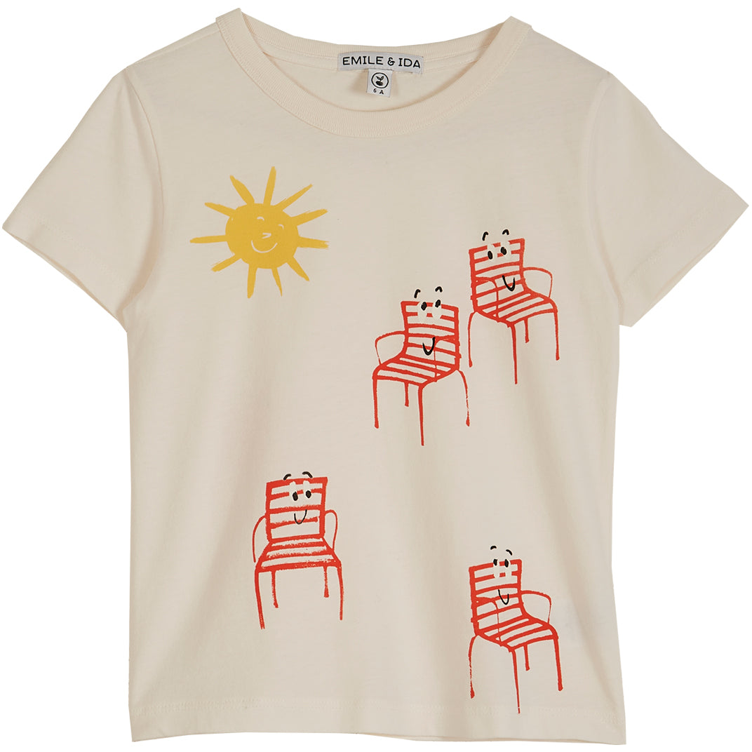 Tee-shirt coton blanc chaises