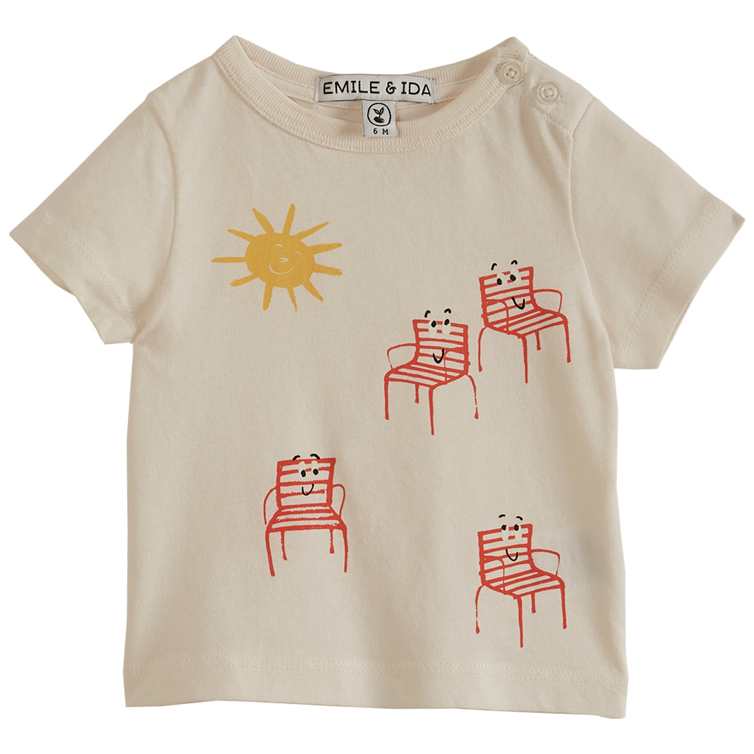 Tee-shirt coton blanc chaises