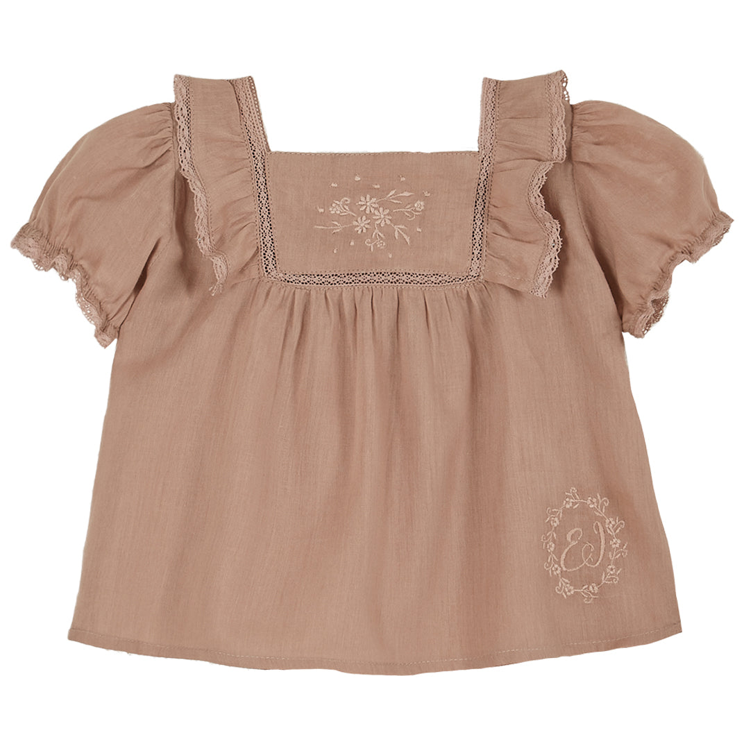 Blouse voile de coton rose