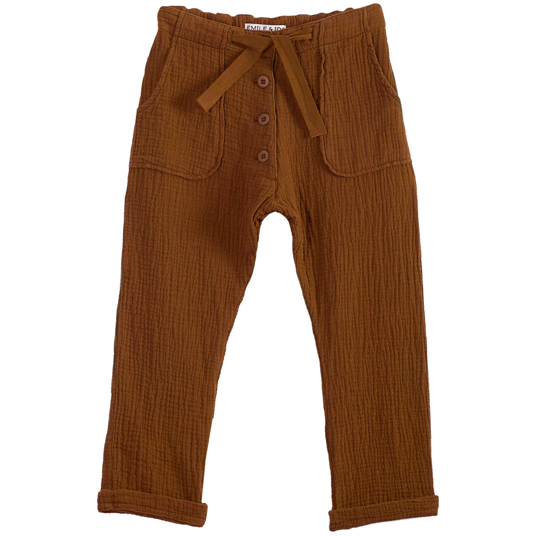 Pantalon double gaze de coton marron