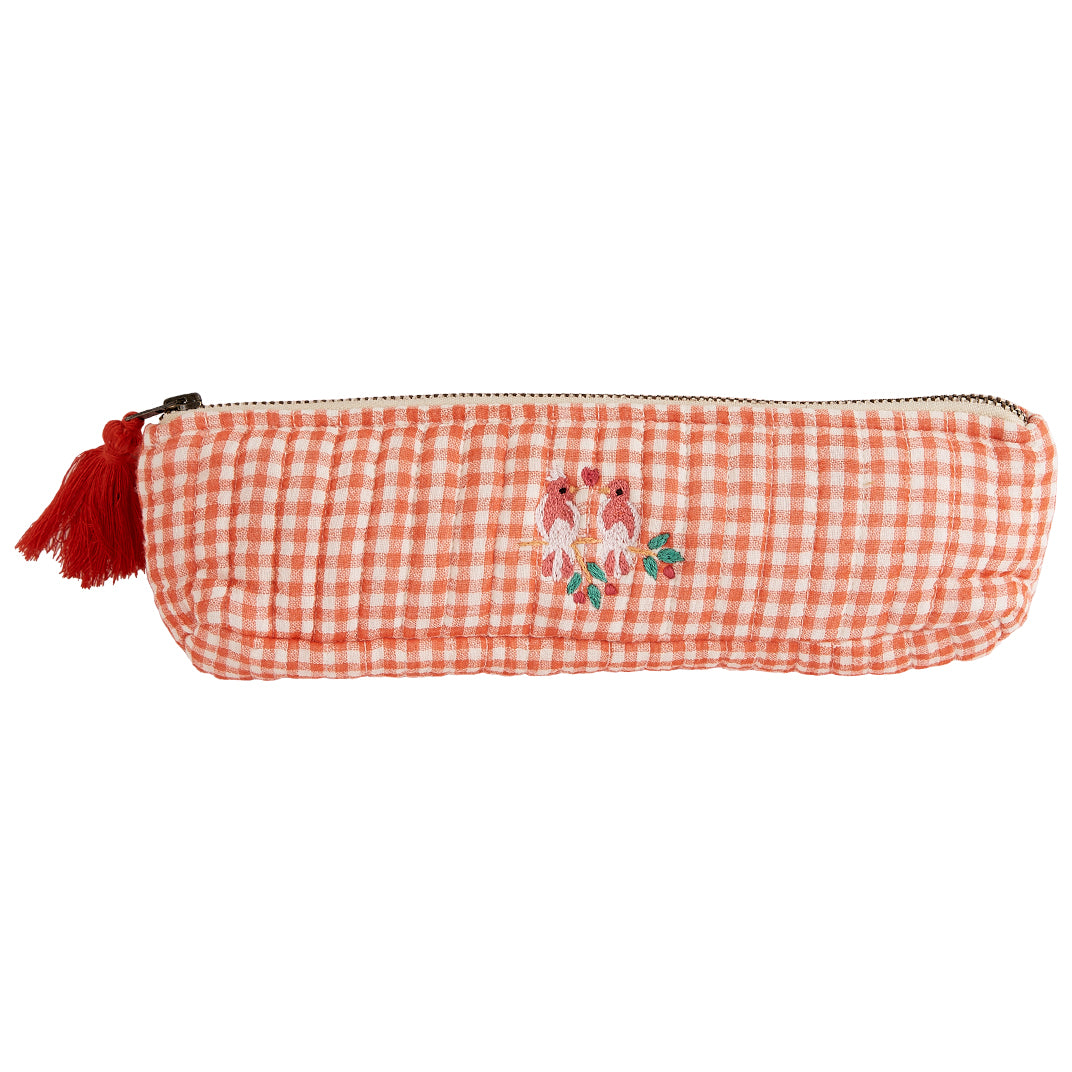 Trousse triangulaire crépon de coton vichy rouge