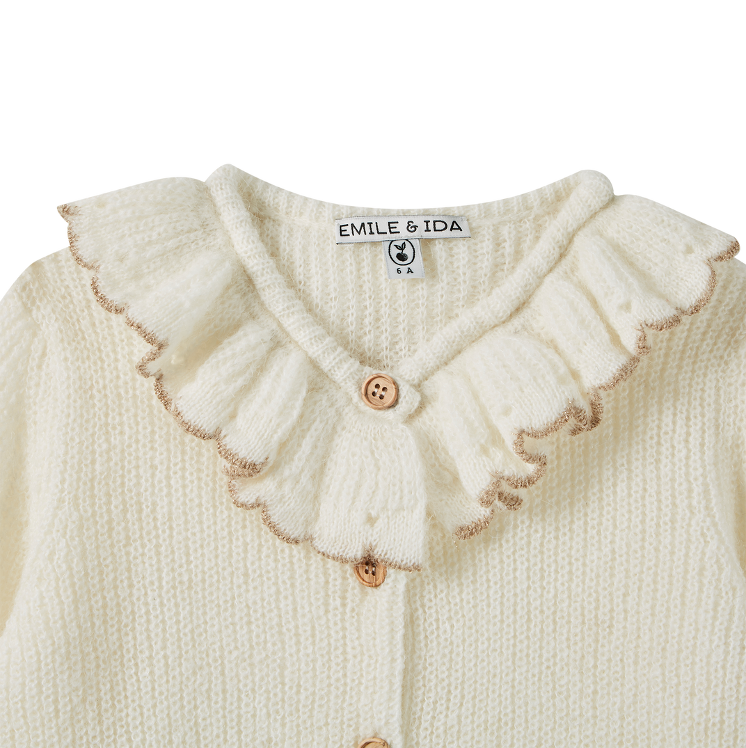 Cardigan collerette bébé lurex écru