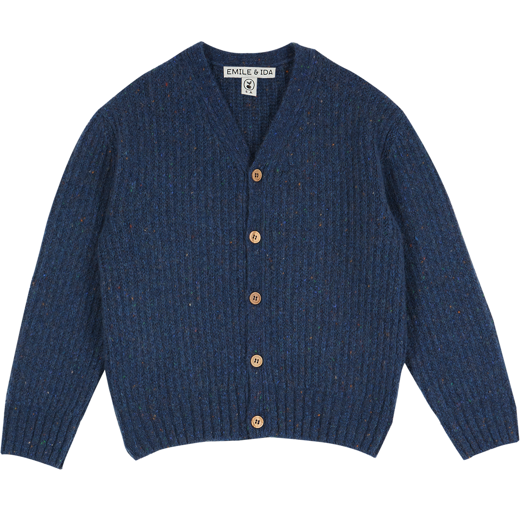 Cardigan laine et marine chiné