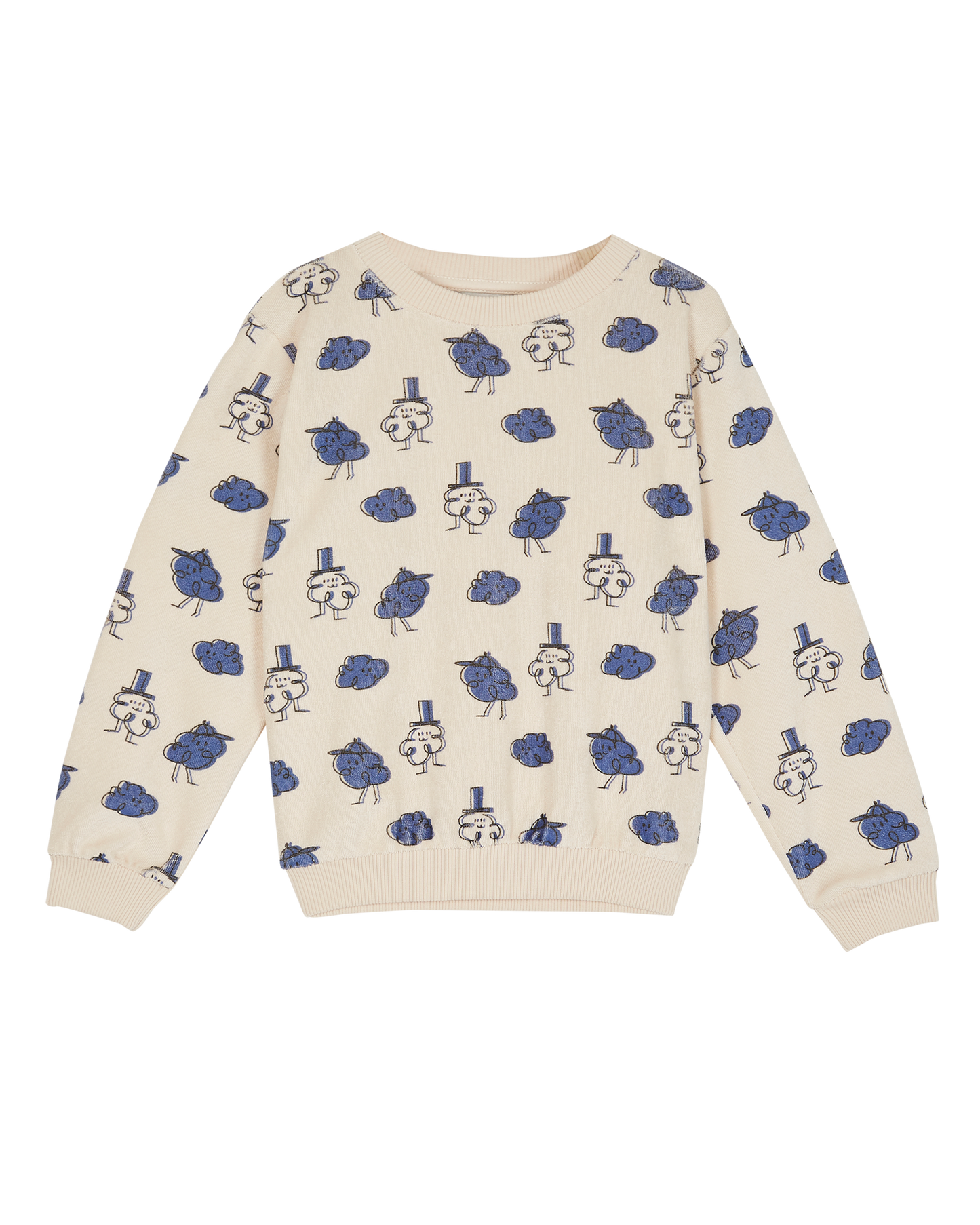 Sweatshirt éponge écru nuage bleu