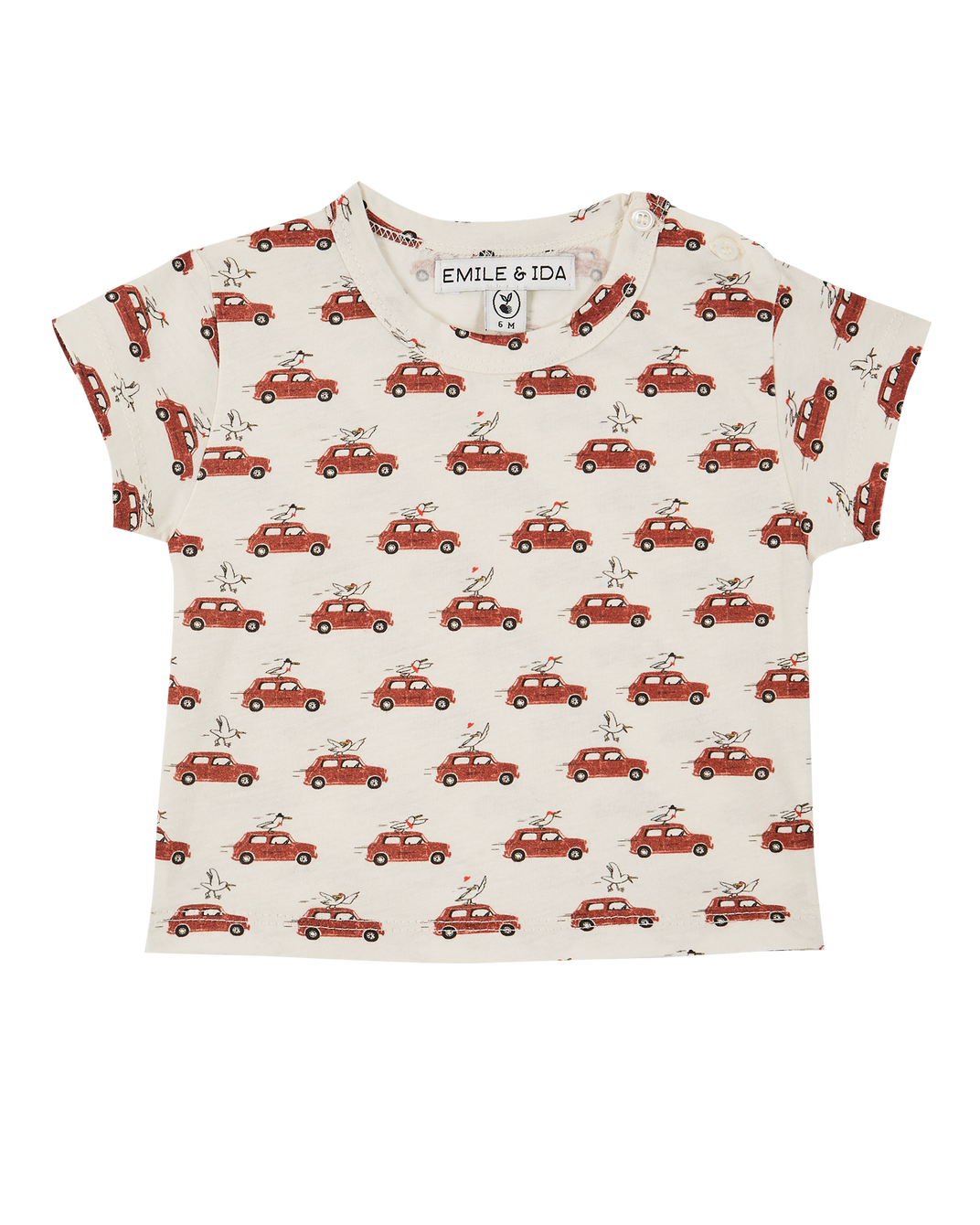 Tee-shirt coton bio mini voitures écru