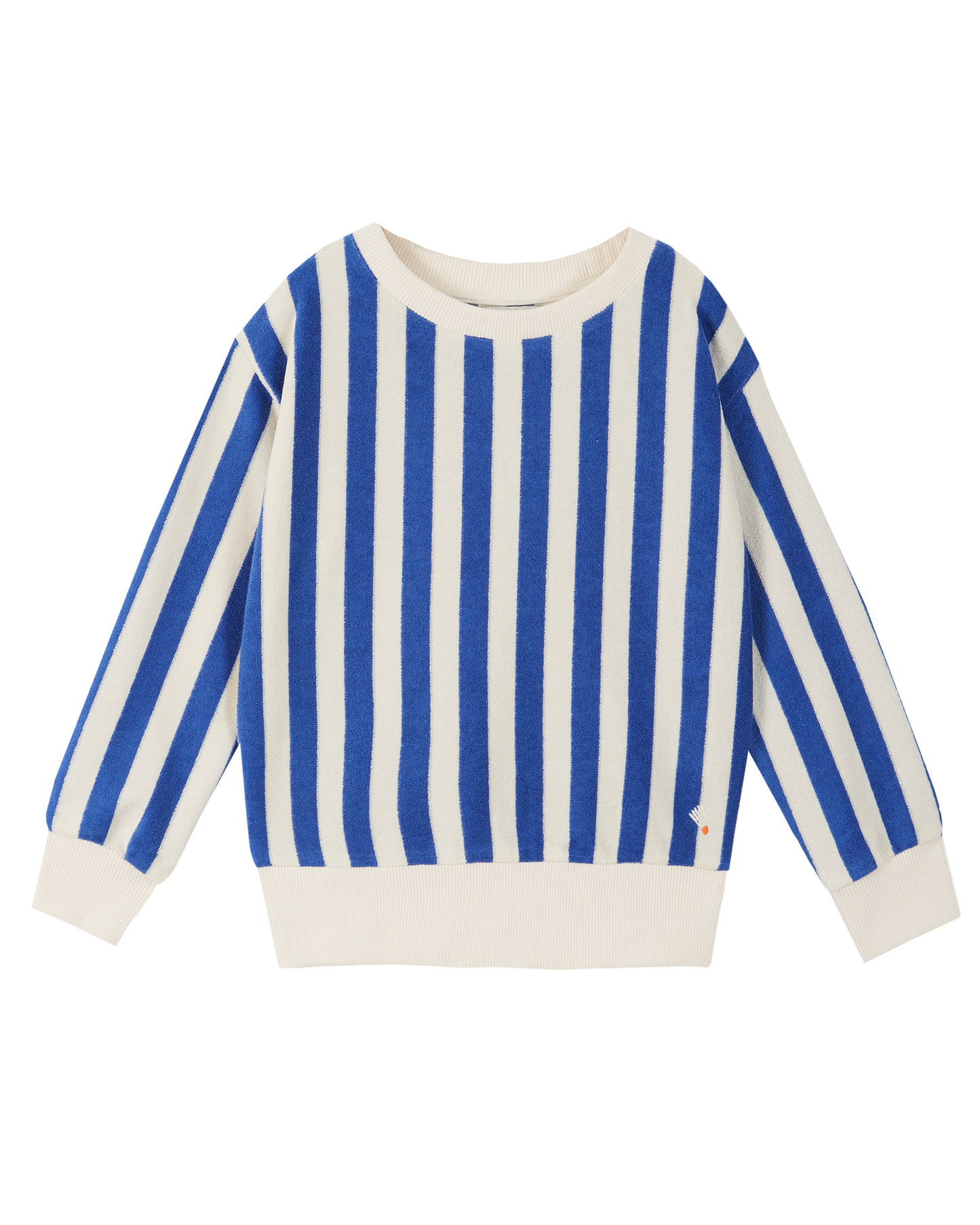 Sweatshirt éponge rayé céleste et blanc