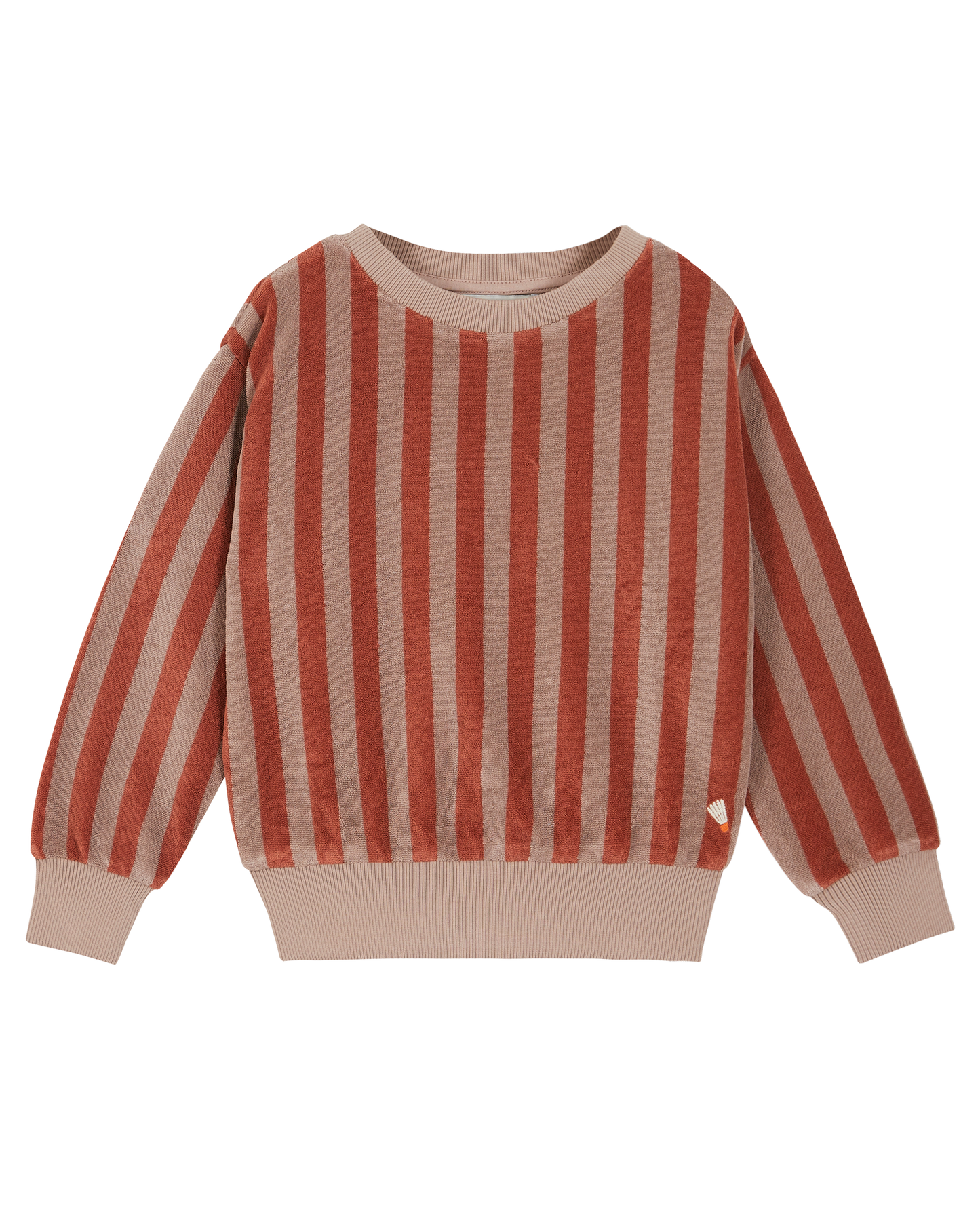 Sweatshirt éponge rayure mauve