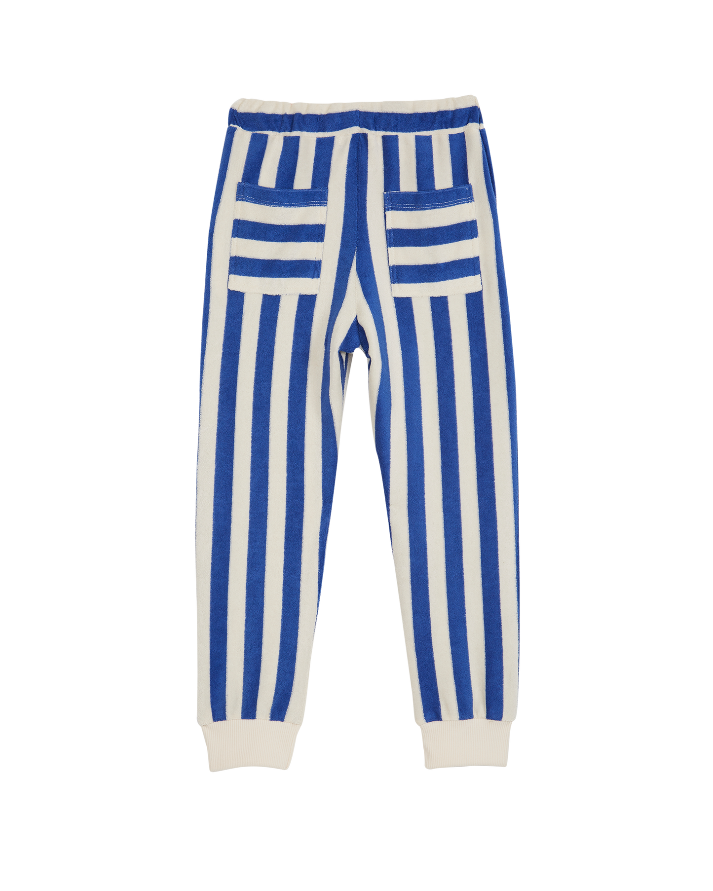 Pantalon éponge rayé céleste