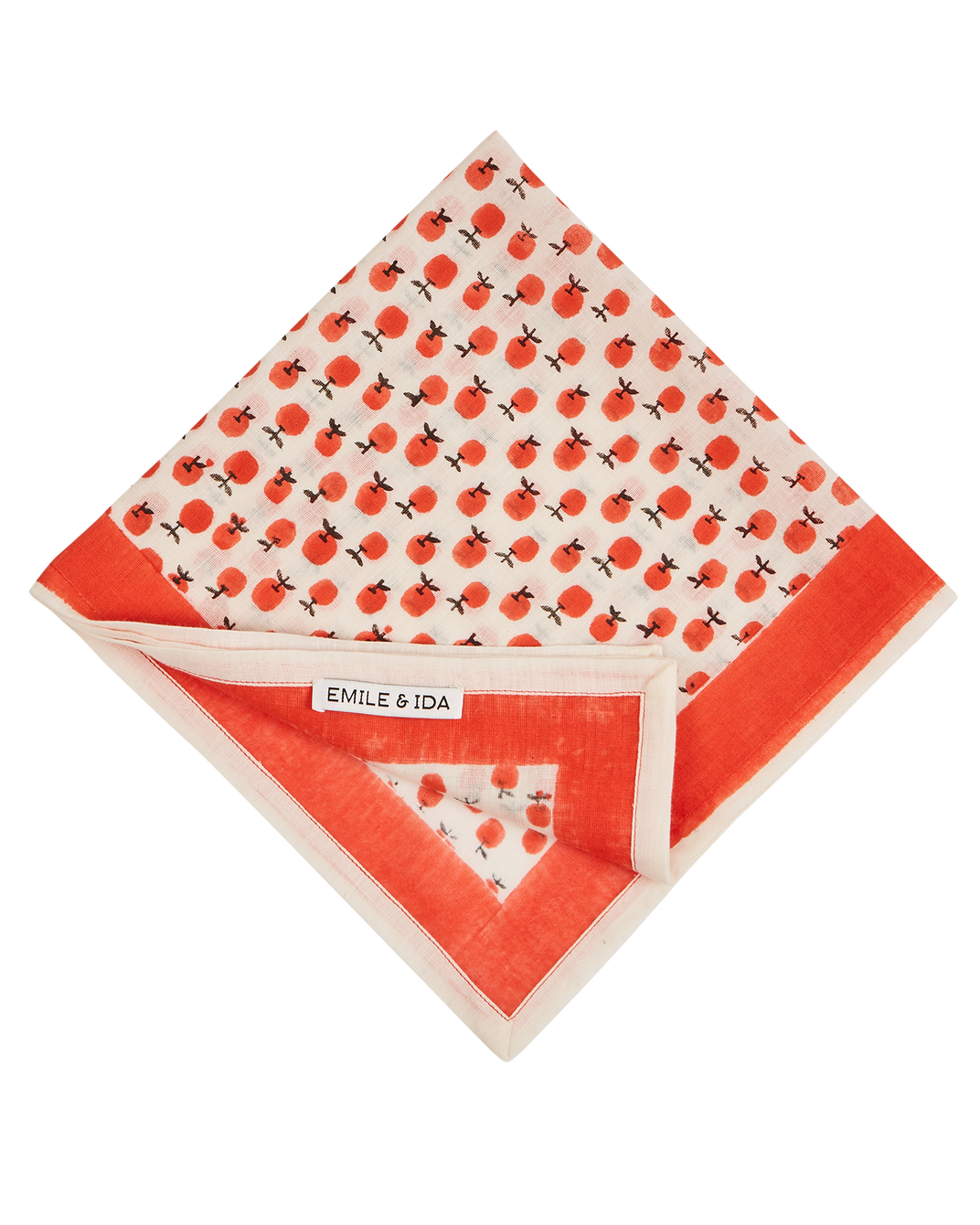 Foulard coton écru granny rouge