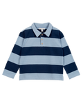 Polo rayures coton bio bleu