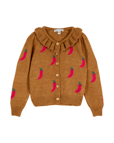 Cardigan fille collerette piment marron – Emile et Ida