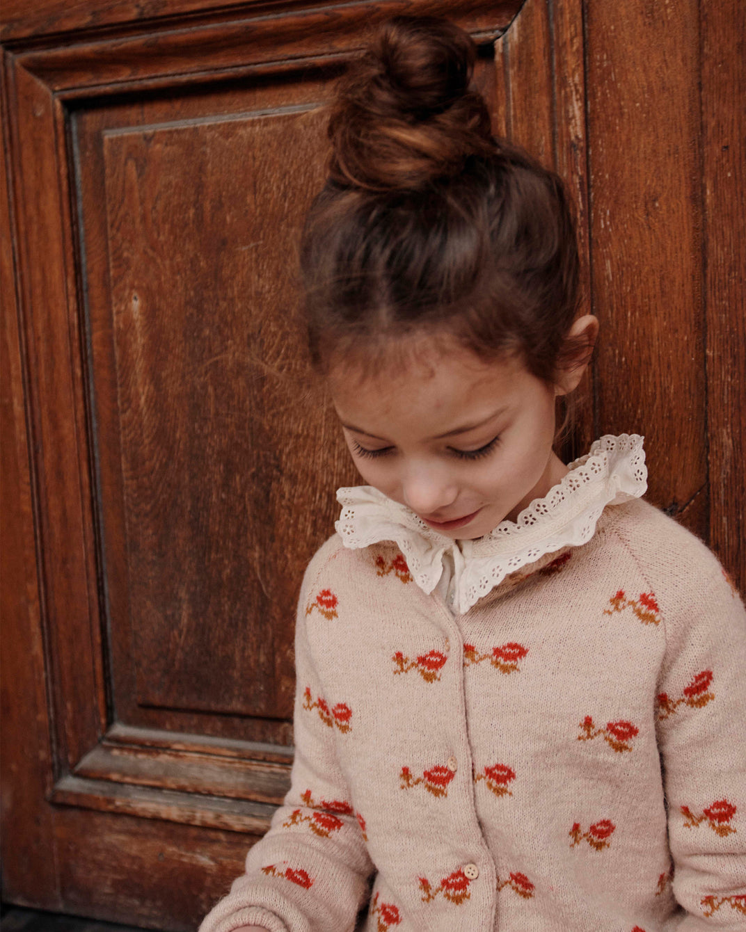 Cardigan jacquard beige rosé